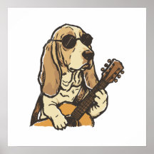 Beagle Hippie Jouant de la Guitare