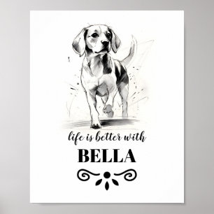 Poster Beagle Life est meilleur avec Custom Dog Name