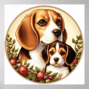 Poster Beagle Maman et Pup 01X