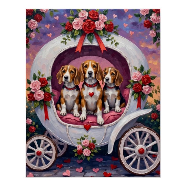 Poster Beagles Dog Valentine's Day  (Devant)
