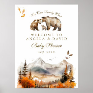 Poster Bear Adventure Fall Mountain Neutral Baby shower