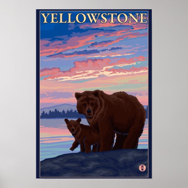 Poster Bear and Cub - Parc national de Yellowstone (Devant)