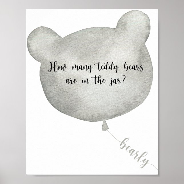Poster Bear Balloon devine combien d'affiches nounours (Devant)