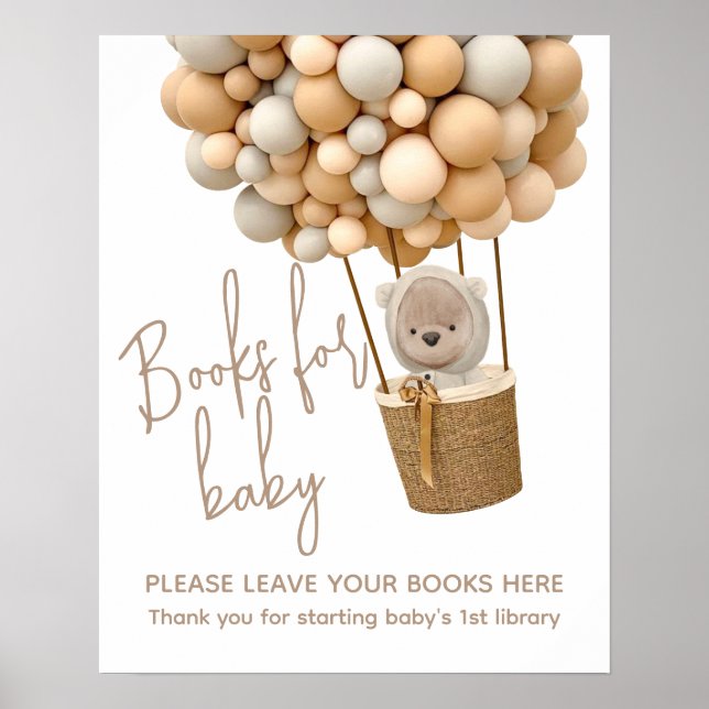 Poster Bear Balloons Livre de Baby shower moderne pour bé (Devant)