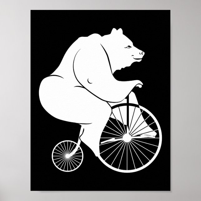 Poster Bear équitation Penny Farthing Bike (Devant)