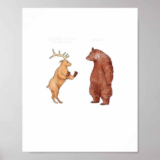 Poster Bear Hands Oh Deer Funny Sayings Pun Gift  (Devant)