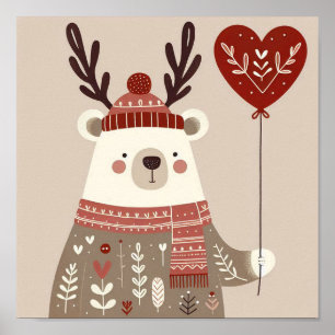 Poster "Bear holding a balloon"