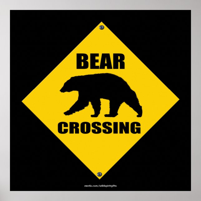 Poster Bear noire traversant la route XING (Devant)