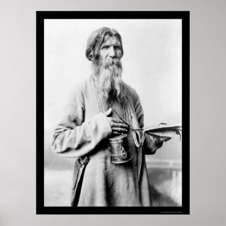 Poster Bearded Church Beggar in Russia 1880