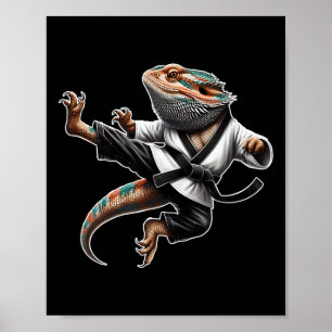 Poster Bearé Dragon Flying Kick Pose Karate Samurai Nin