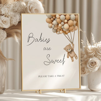 Poster Bearly Wait Balloon Baby shower sucré sont traités
