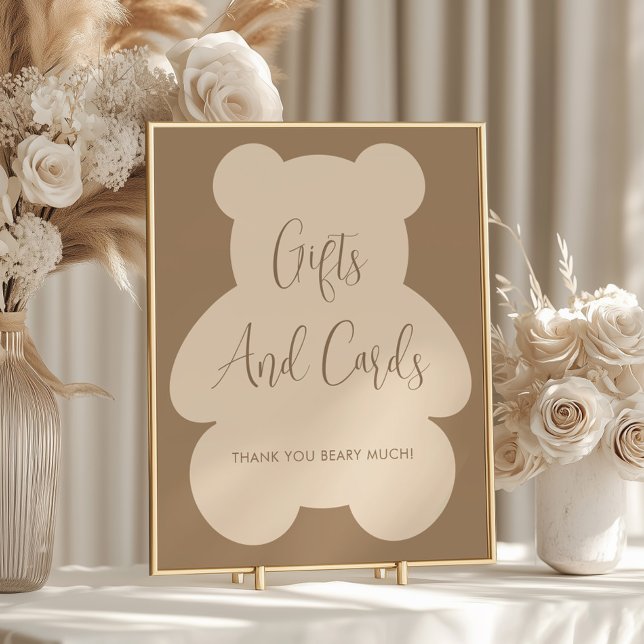 Poster Bearly Wait Beige Baby Shower Gifts and Cards Sign (Créateur téléchargé)