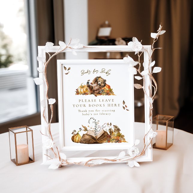 Poster Bearly Wait Fall Woodland Baby shower livre cadeau (Créateur téléchargé)