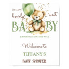 Bearly wait teddy baby shower vert signe d'accueil