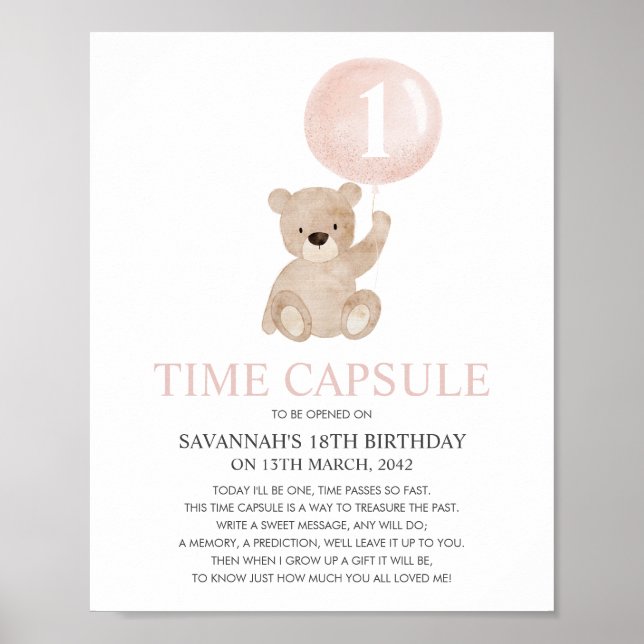 Poster Beary Premier anniversaire Pink Bear Time Capsule  (Devant)