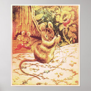Poster Beatrix potier souris mignon couture vintage