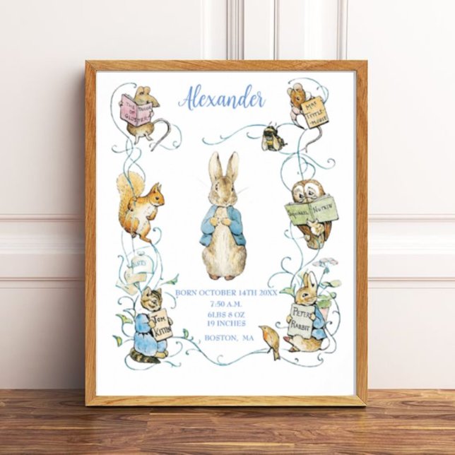 Poster Beatrix Potter Birth Stats Nursery Art (Créateur téléchargé)