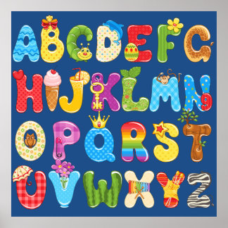 Poster Beau Alphabet coloré pour enfants, chambre bébé