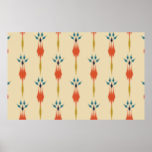 Poster Beau art ethnique abstrait ikat. Kasur sans coutur