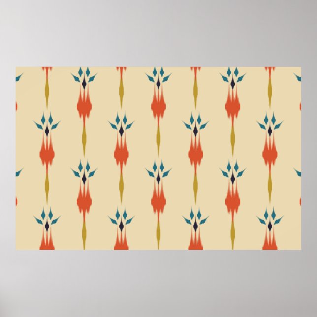Poster Beau art ethnique abstrait ikat. Kasur sans coutur (Devant)