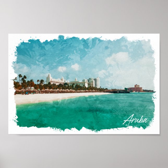 Poster Beau Aruba Tropical Island Travel (Devant)