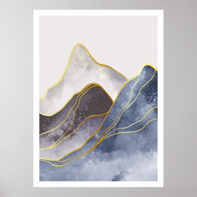 Poster Beau bel art de ligne dorée (Devant)