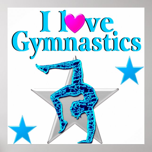 POSTER BEAU BLEU J'AIME LA GYMNASTIQUE (Devant)