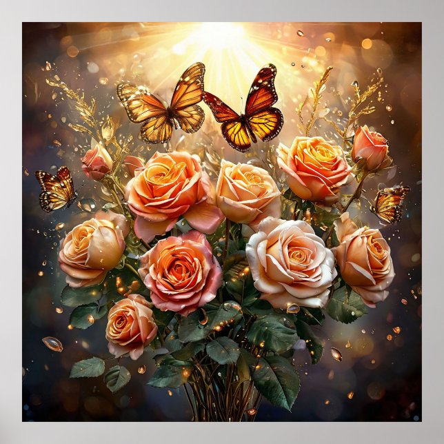 Poster Beau bouquet de rose (Devant)