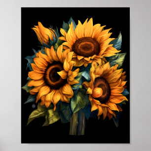 Poster Beau bouquet floral de tournesol