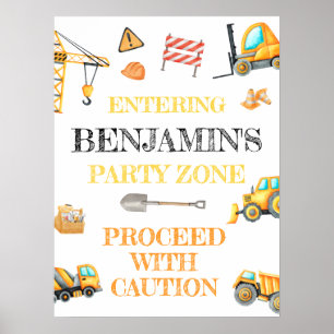 Poster Beau budget Construction fête d'anniversaire