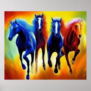 Poster Beau Chevaux de course Peinture