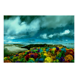 Poster Beau ciel de roches colorées art