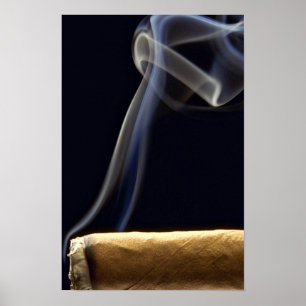 Poster Beau cigare avec de la fumée