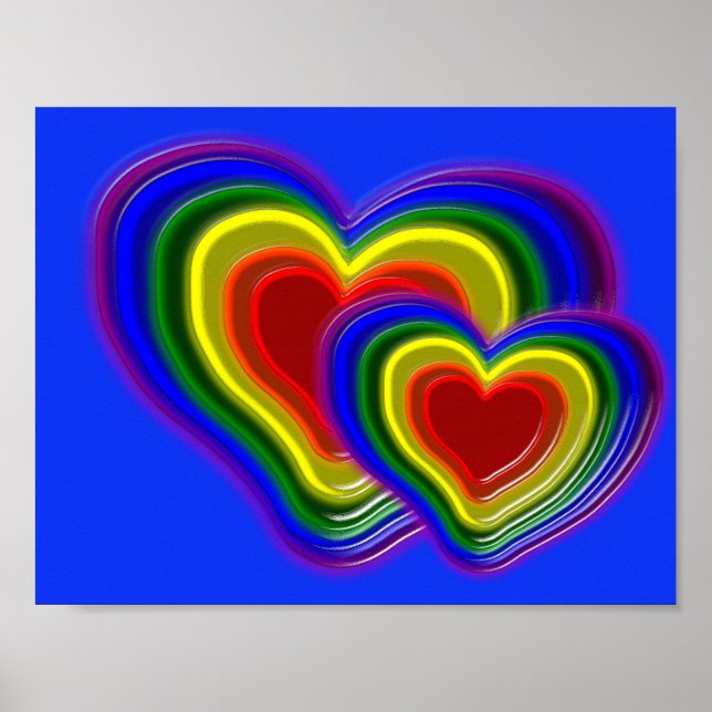 Poster beau coeur arc-en-ciel (Devant)