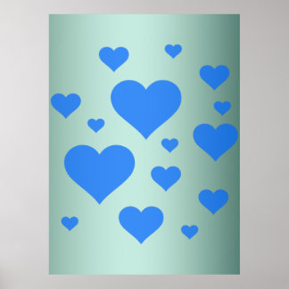 Poster Beau coeur bleu multiple