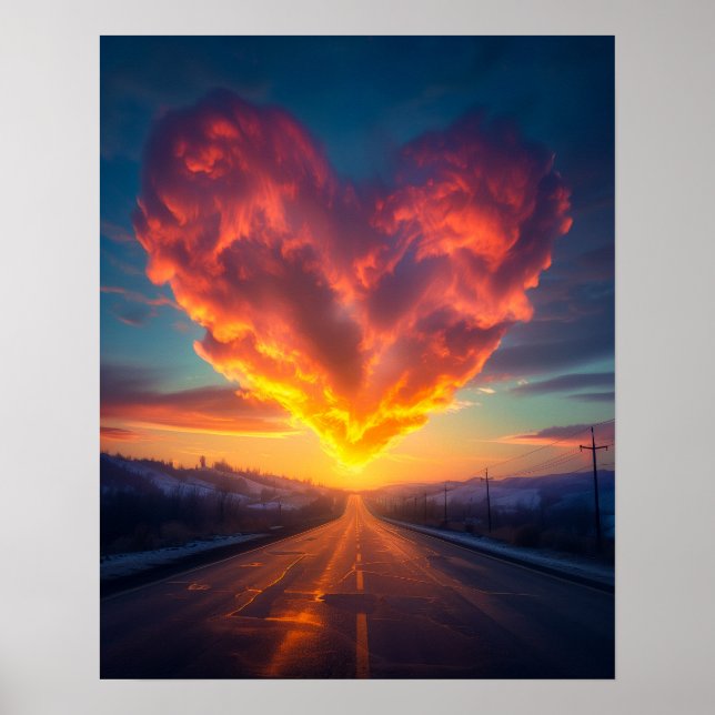 Poster Beau coeur nuageux (Devant)