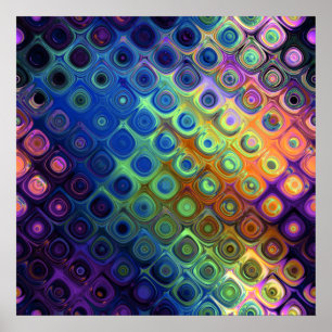 Poster Beau cool carrés abstraits cercles verre brillant