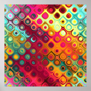 Poster Beau cool carrés abstraits cercles verre brillant