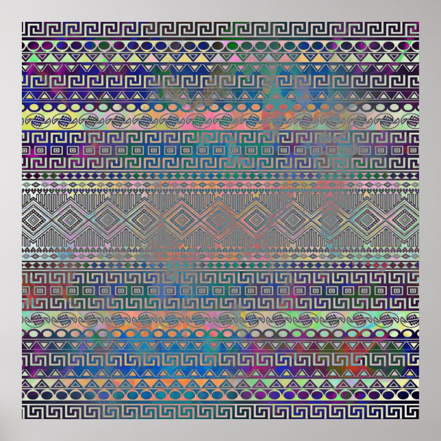 Poster Beau cool coloré Aztec motif géométrique  (Devant)