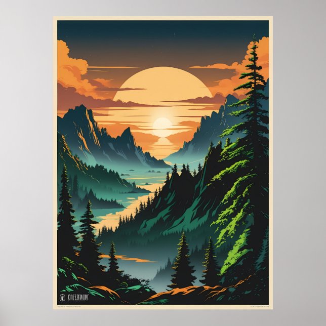 Poster Beau coucher de soleil (Devant)