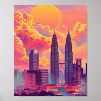 Poster Beau coucher de soleil à Kuala Lumpur Malaisie