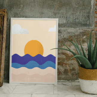 Poster Beau coucher de soleil au bord de mer Détente