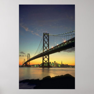 Poster Beau coucher de soleil : Bay Bridge, San Francisco
