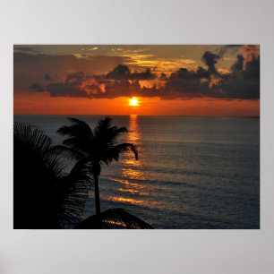 Poster Beau coucher de soleil de Cancun
