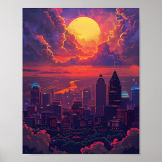 Poster Beau coucher de soleil Louisville Kentucky USA