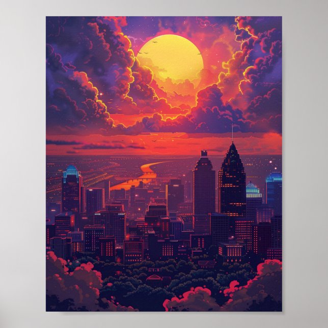 Poster Beau coucher de soleil Louisville Kentucky USA (Devant)