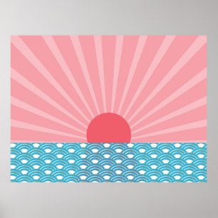 Poster Beau design moderne du lever du soleil du nouvel a