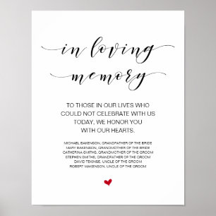 Poster Beau En Souvenir Aimant, table commémorative noire