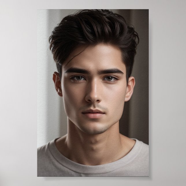 Poster Beau et sérieux asiatique. (Devant)