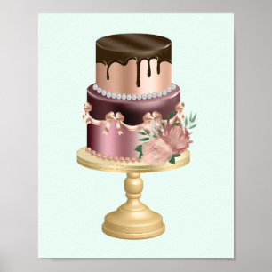 Poster Beau gâteau de fête de Glam brillant